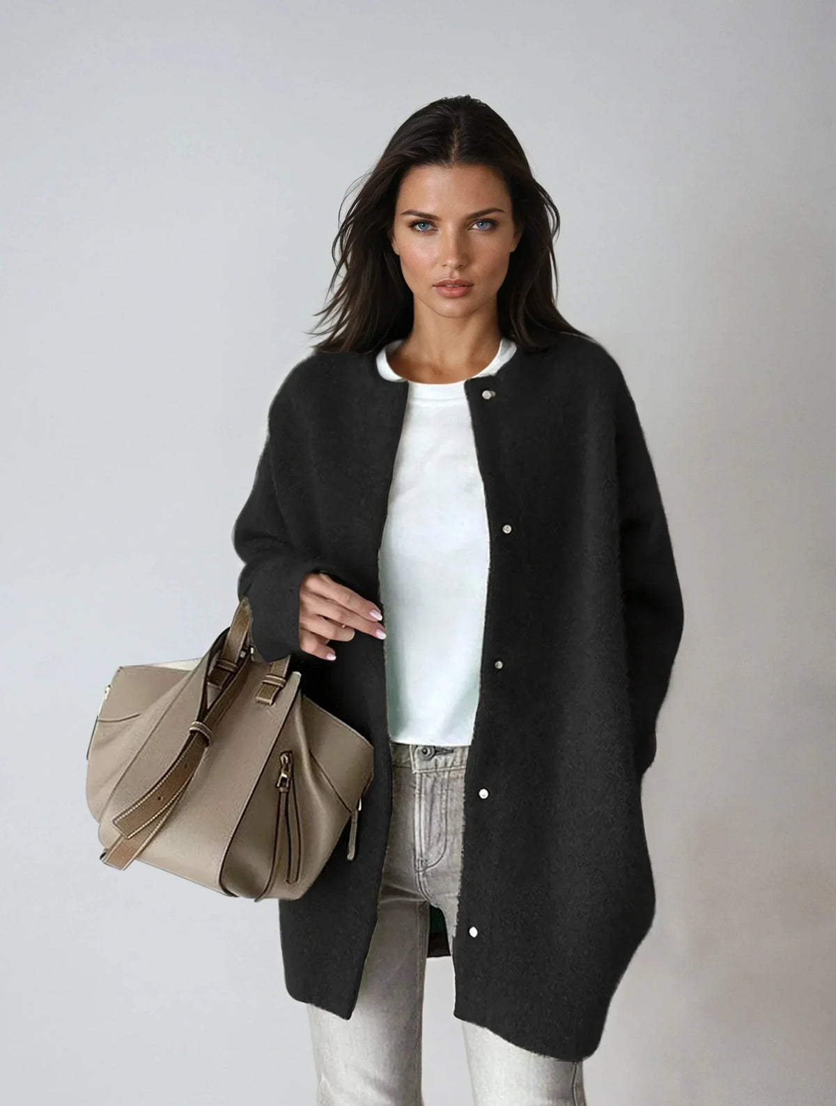 Elena | Wool Blend with Button Closure