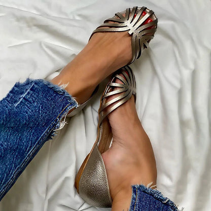 OPEN-TOE CUT-OUT BALLET FLATS