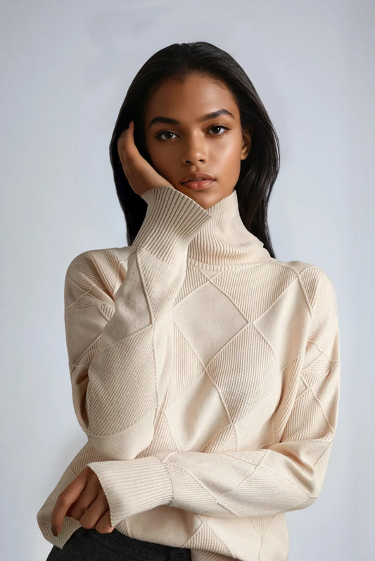 Livia | Turtleneck Sweater with Diamond Motif