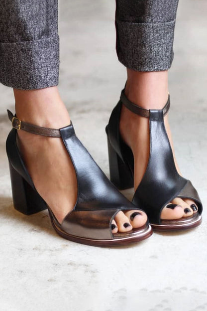 Dagny™ - Patchwork heels with block heel