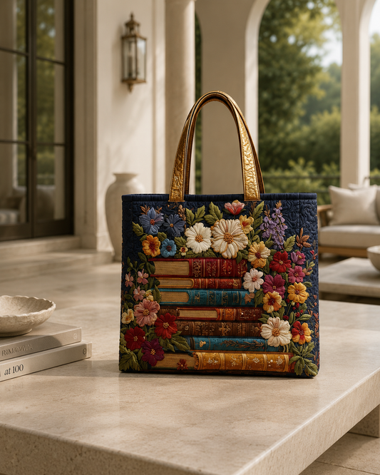 Artisan Tote - Floral Print and Books