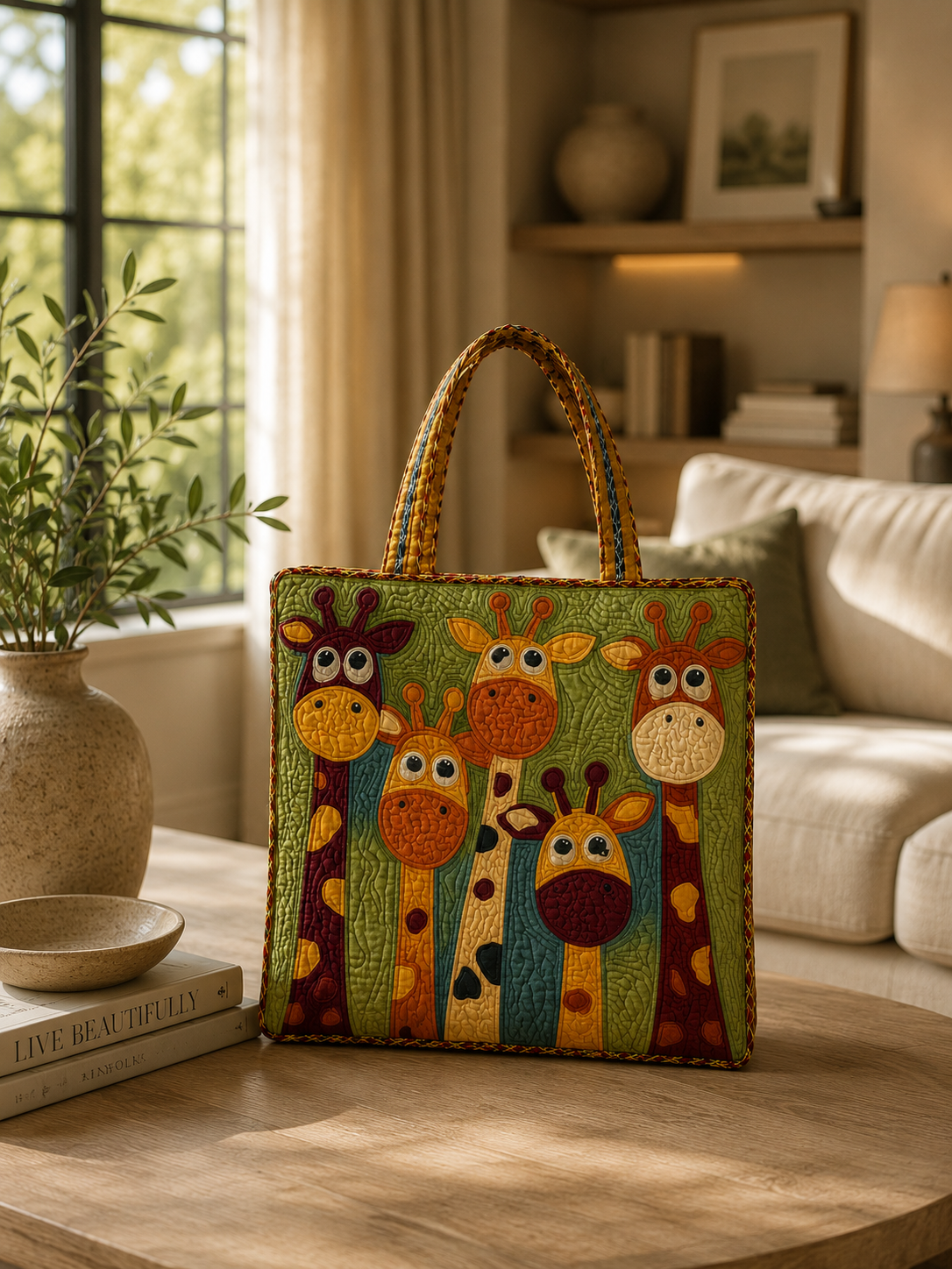 Quilted Tote Bag - Giraffe