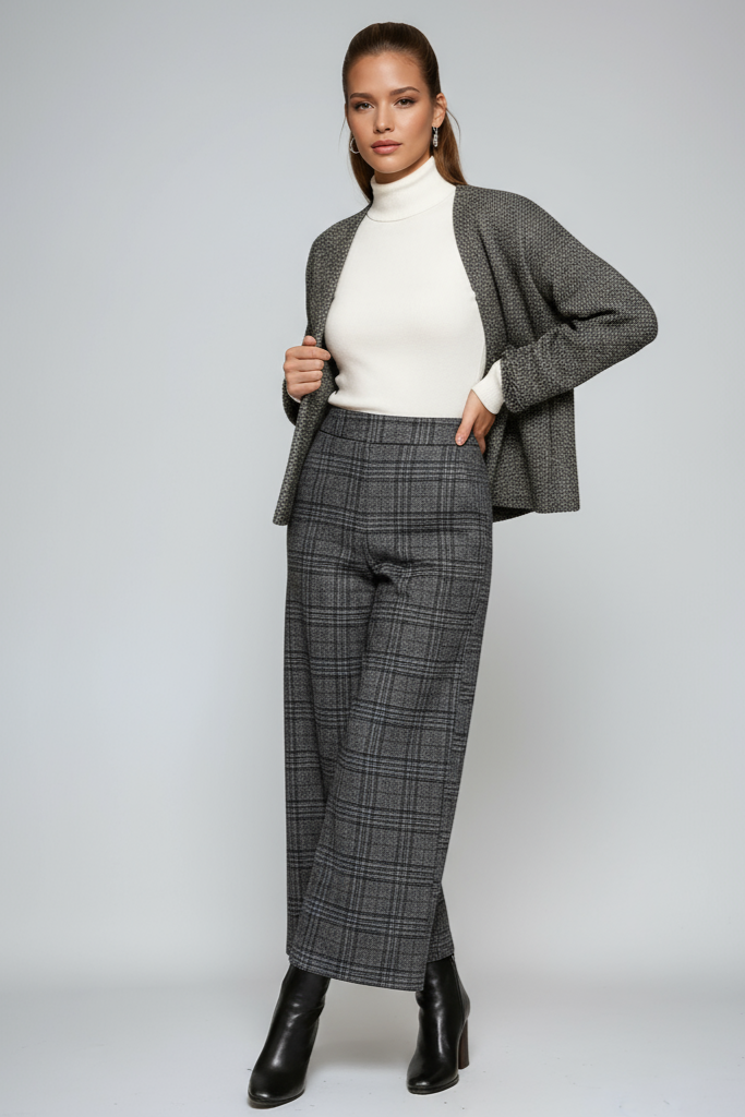Amara | High-Waisted Checked Trousers