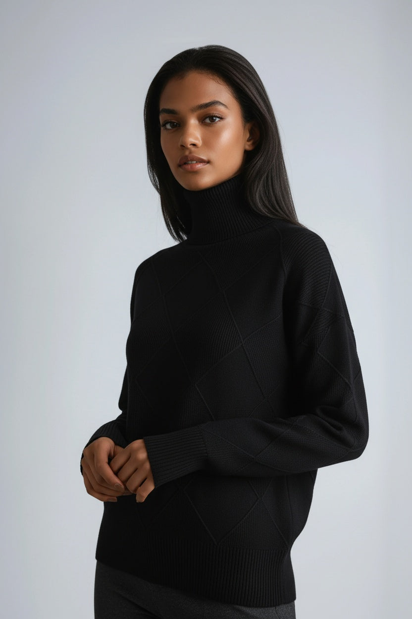 Livia | Turtleneck Sweater with Diamond Motif