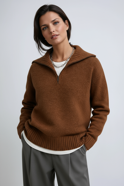 Amara | Knitted Zip-Up Turtleneck